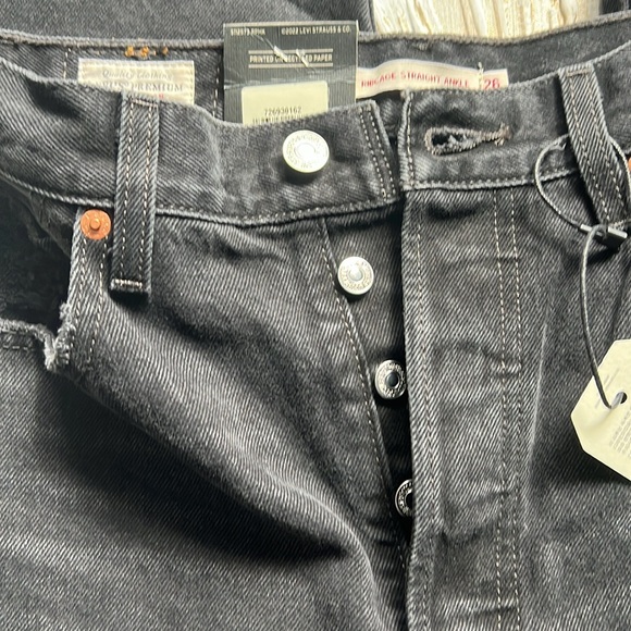 Levi's® Premium RIBCAGE STRAIGHT ANKLE WOMEN'S JEANS in Skewed Break - Black - Picture 12 of 14